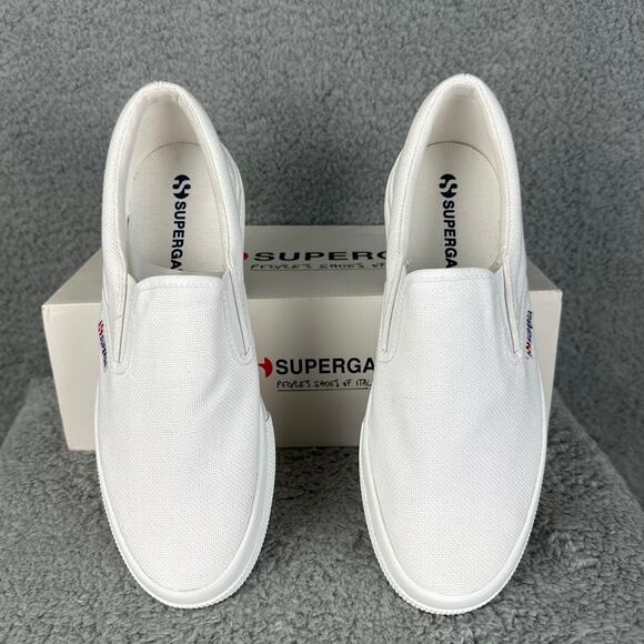 Superga Women’s 2740 Platform Slip-On White Canvas Size 41 (9.5 US) NIB - Picture 2 of 7